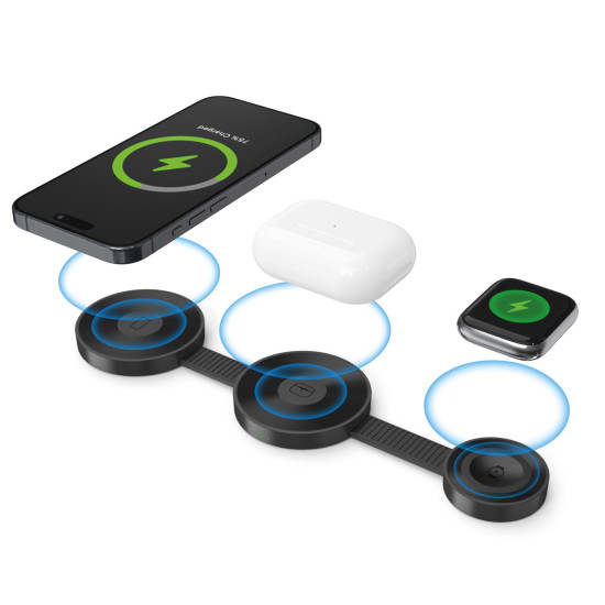 KERVAN SİYAH 3 LÜ WIRELESS ŞARJ STANDI - USB BELLEK kurumsal hediyelikler