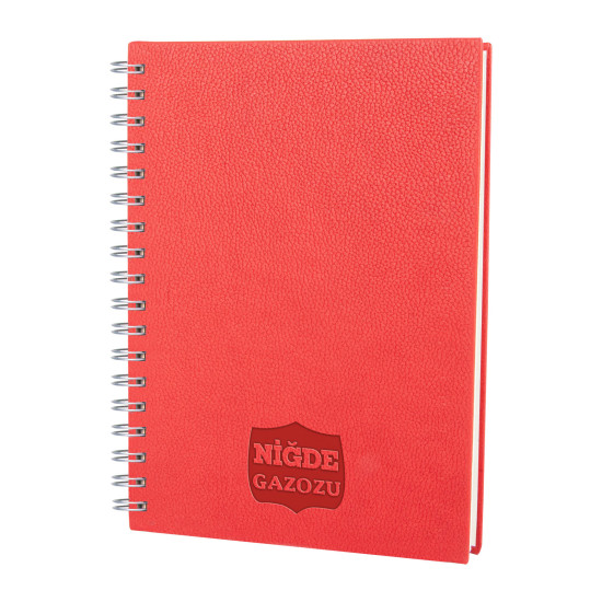 ALTINDAĞ KIRMIZI KARELİ SPİRALLİ TARİHSİZ DEFTER (17X24 CM) - TARİHSİZ DEFTERLER kurumsal hediyelikler