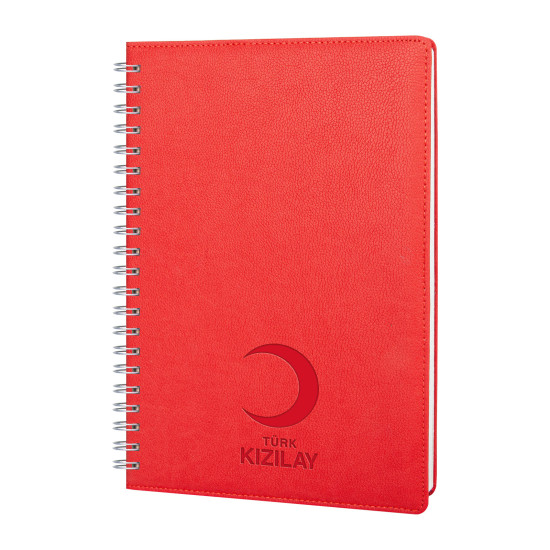 PLEVNE KIRMIZI KARELİ TARİHSİZ SPİRALLİ DEFTER (20x28 CM) -  kurumsal hediyelikler