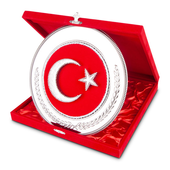 HİLAL YUVARLAK BAYRAK PLAKET - AHŞAP PLAKETLER kurumsal hediyelikler
