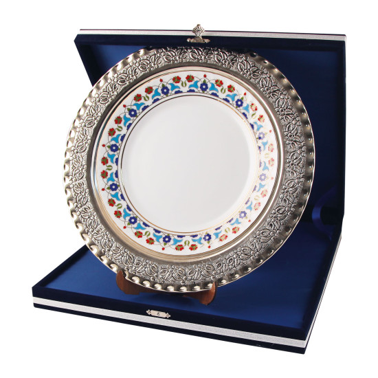 GPT-02 GÜMÜŞ İŞLEMELİ PLAKET TABAK - TABAK PLAKETLER kurumsal hediyelikler